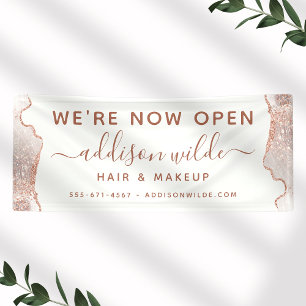 Lona Moda White Marble Agate Rosa Gold Business