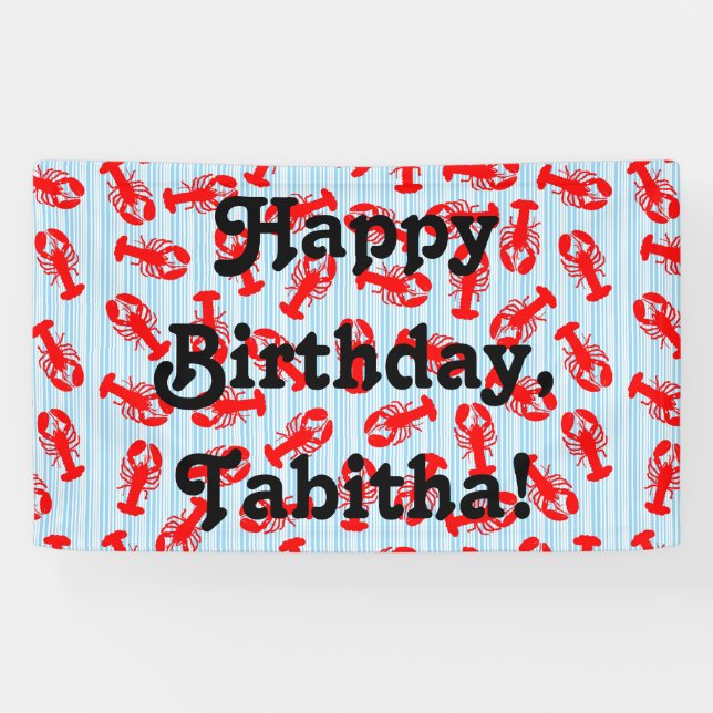 Lona Modelo animal de la langosta roja en rayas azules (Horizontal)