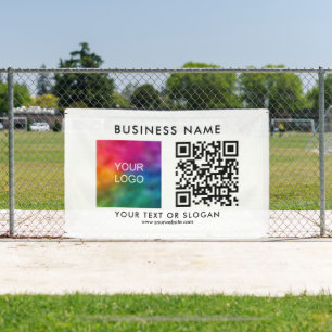 Lona Modelo de logotipo comercial Código QR Plantilla a