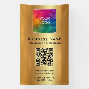 Lona Modelo promocional de logotipo QR Código vertical 