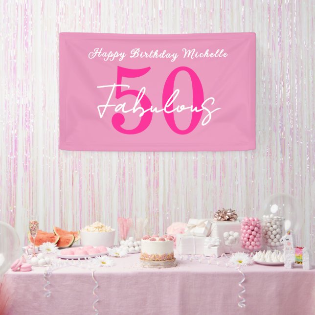 Lona Modern 50 and Fabulous Pink 50th Birthday Party (Fiesta)