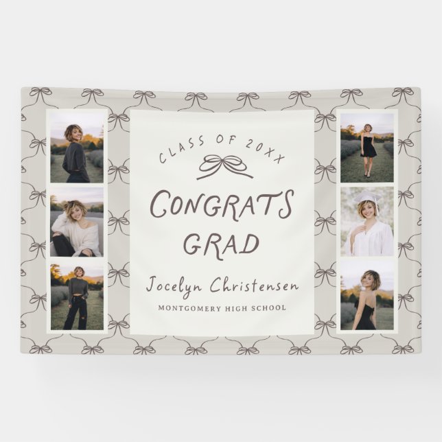 Lona Modern 6 Photo Collage Congrats Grad Graduation (Horizontal)