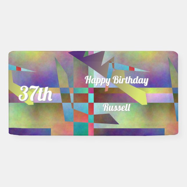 Lona Modern Abstract Pattern Birthday Celebration (Horizontal)