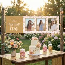 Modern Blush Gold Confetti 3 Photo Graduation
