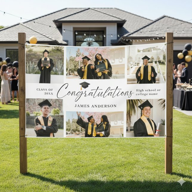 Lona Modern Congratulations Graduate 7 Photo Collage (Subido por el creador)