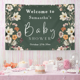 Lona Modern Dark Green Boho Wildflower Baby Shower