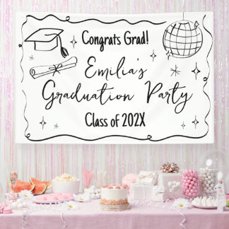 Lona Modern doodle Graduation party backdrop