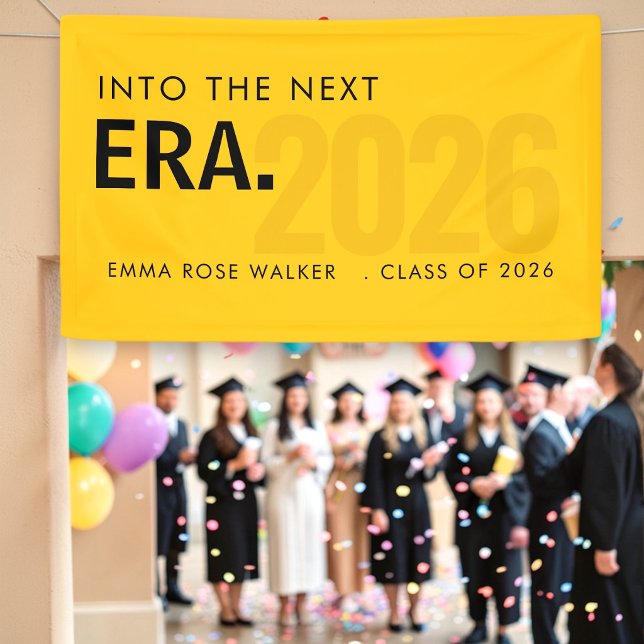 Lona Modern Grad Era 2026 Yellow Typography Banner (Subido por el creador)