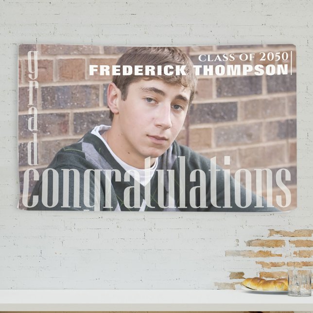Lona Modern Graduation Photo Congratulations Minimalist (Subido por el creador)