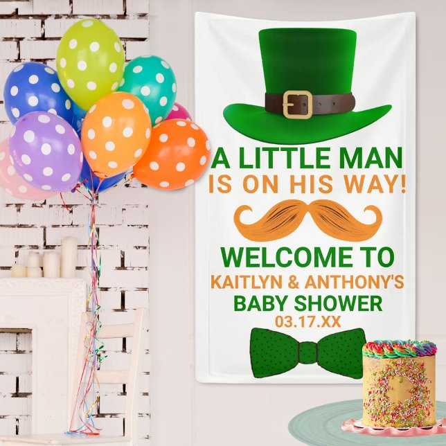 Lona Modern Leprechaun St. Patrick's Day Baby Shower (Subido por el creador)