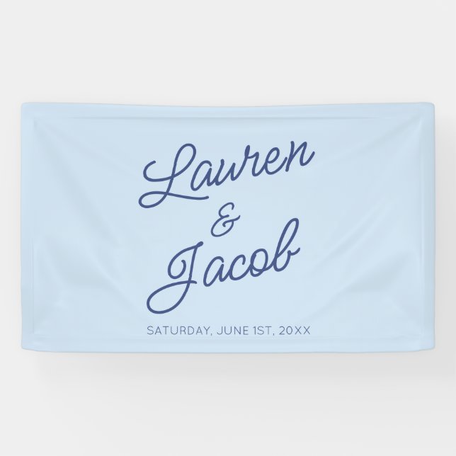 Lona Modern Minimal Minimalist Blue Wedding (Horizontal)