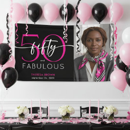 Lona Modern Minimal Pink Fifty Fabulous Script Birthday