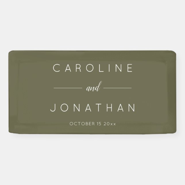 Lona Modern Minimalist Script Olive Moss Custom Wedding (Horizontal)