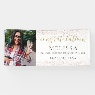 Lona Modern Pink Glitter Sparkles Photo Graduation