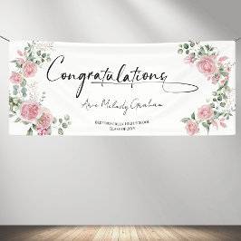 Lona Modern Pink Roses Congratulations Graduation