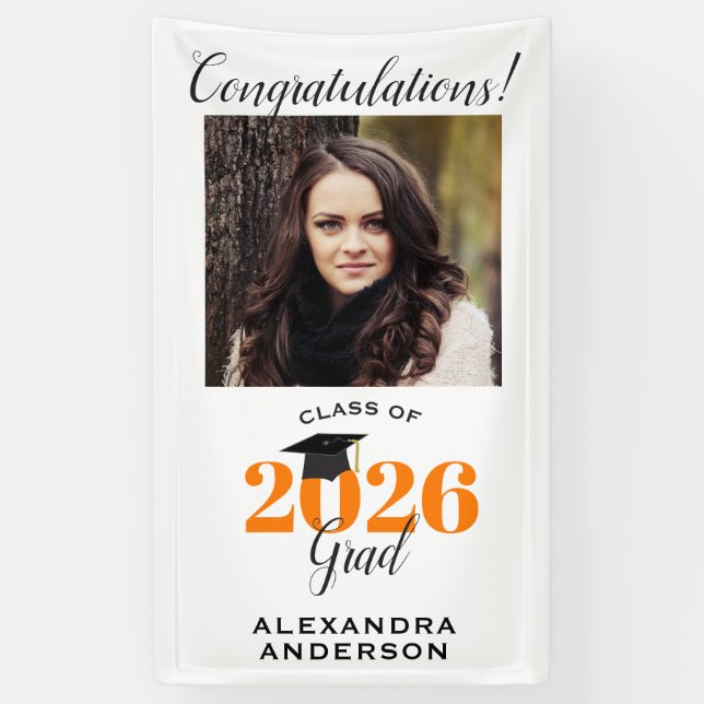 Lona Modern Script Photo Orange Vertical Graduation (Vertical)