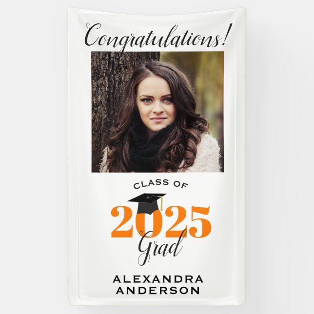 Lona Modern Script Photo Orange Vertical Graduation (Vertical)