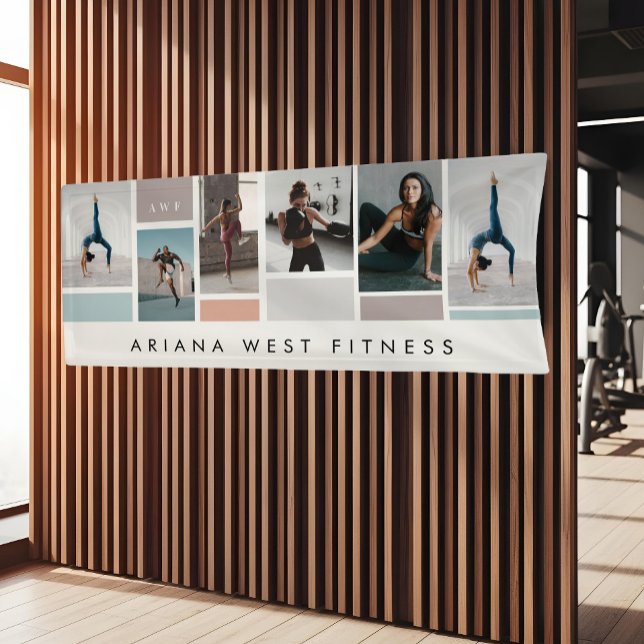 Lona Modern Six Photo Collage Personal Trainer Fitness (Modern Six Photo Collage Personal Trainer Fitness Banner)