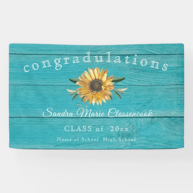Lona Modern Sunflower Graduación Rustic verde azulada W (Horizontal)