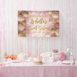 Lona Modern sweet 16 pink gold balloons welcome