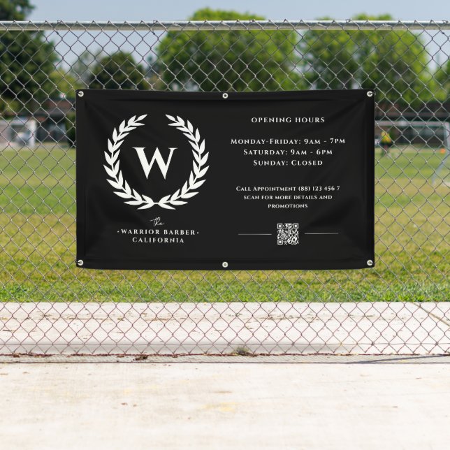 Lona Moderna Barbershop Abriendo horas Rótulo de pancar (In situ)