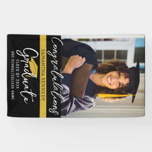 Lona Moderna clase de negro y oro de 2025 Grad Cap Phot