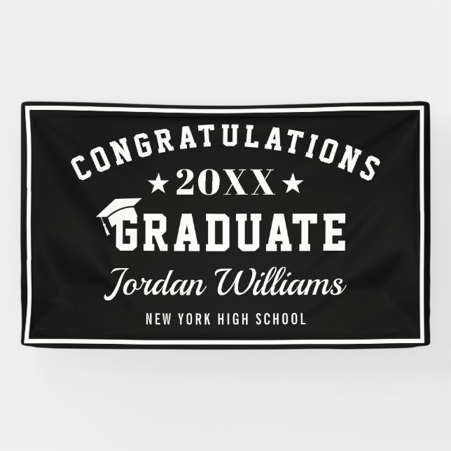 Lona Moderna clase negra blanca del Partido de Graduaci (Horizontal)