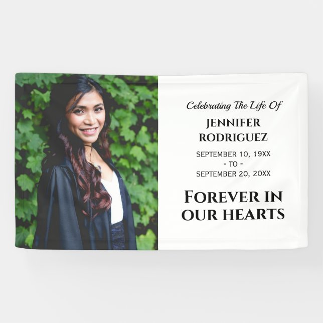Lona Moderna Foto De Personalizado Funeral En Nuestro C (Horizontal)