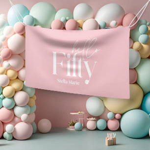 Lona Moderna tipografía mínima giradamente rosa 50 cump