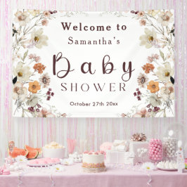 Lona Moderno Black Rustic Boho Wildflower Baby Shower