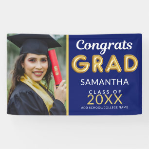 Lona Moderno Blue And Gold 1 Photo Congrats Grad