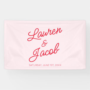 Lona Moderno Boda Minimalista Mínimo Rosa y Rojo