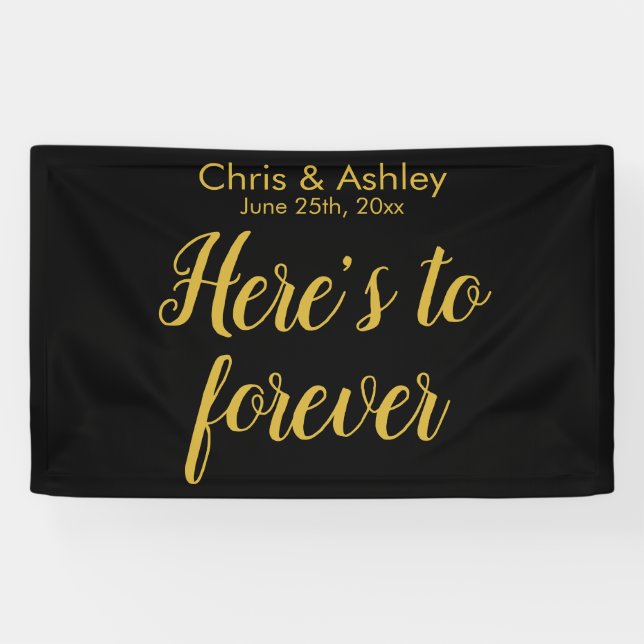 Lona Moderno Boda Photo Booth Fotoboth Black Gold (Horizontal)