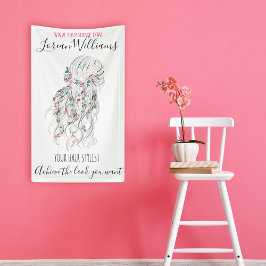 Lona Moderno Boho Blanco Negro Wavy Hair Style Floral