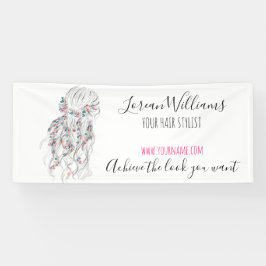 Lona Moderno Boho Blanco Negro Wavy Hair Style Floral