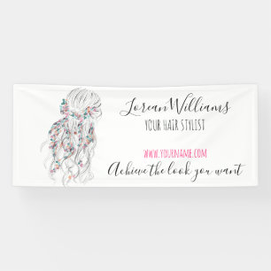 Lona Moderno Boho Blanco Negro Wavy Hair Style Floral