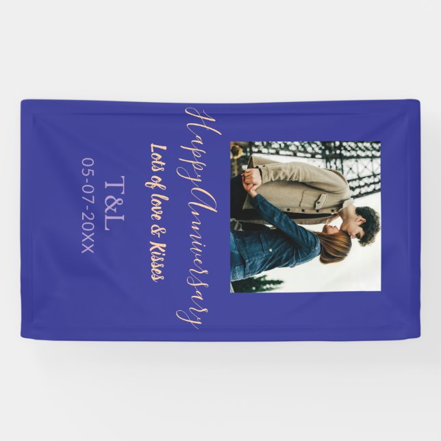 Lona Moderno boho feliz aniversario añadir nombre naran (Horizontal)