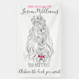 Lona Moderno cabello ondulado blanco negro rosado de ba