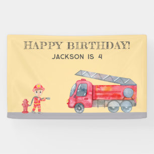 Lona Moderno cumpleaños Minimalista de Firetruck