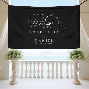 Lona Moderno, elegante, letra manuscrita, boda negro