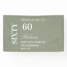 Moderno Elegante Saludo de Cumpleaños 60 Sage