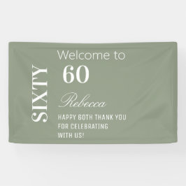 Lona Moderno Elegante Saludo de Cumpleaños 60 Sage