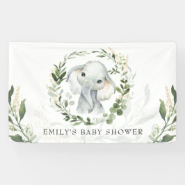 Lona Moderno Greenery Gold Elephant Baby Shower Cumplea
