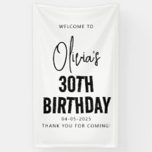 Moderno guión negro 30 cumpleaños Moda y Minimalis