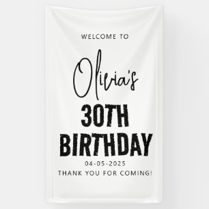 Lona Moderno guión negro 30 cumpleaños Moda y Minimalis