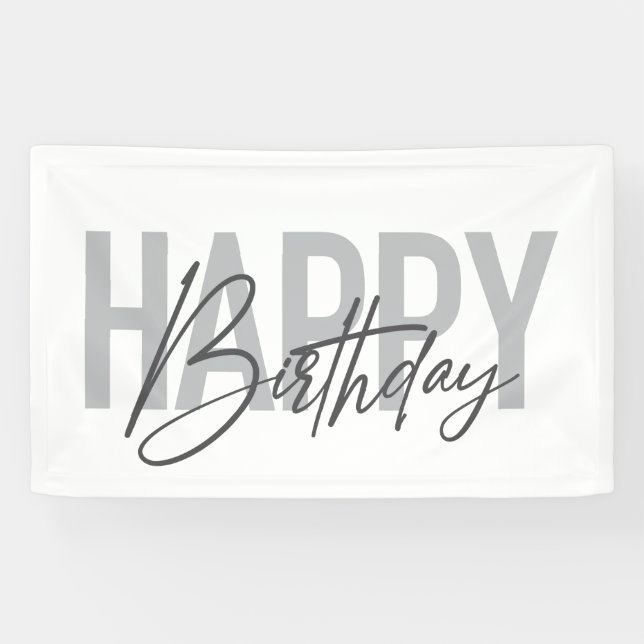 Lona Moderno, simple, urbano, fresco Feliz Cumpleaños (Horizontal)