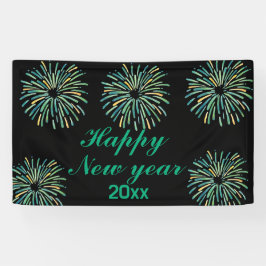 Lona Moderno y elegante año nuevo feliz negro