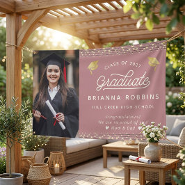 Lona Moderno y elegante guión de la graduación de oro d