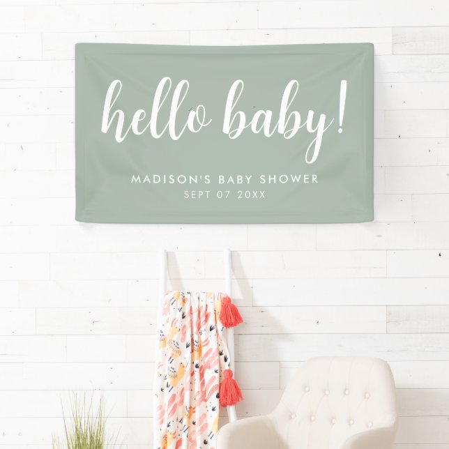 Lona Moderno y elegante Sage Green Baby Shower (In situ)