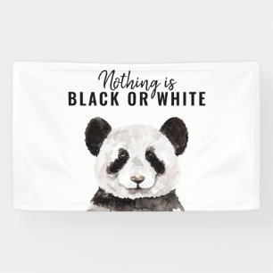 Lona Moderno Y Gracioso Panda Negro Y Blanco Con Cita